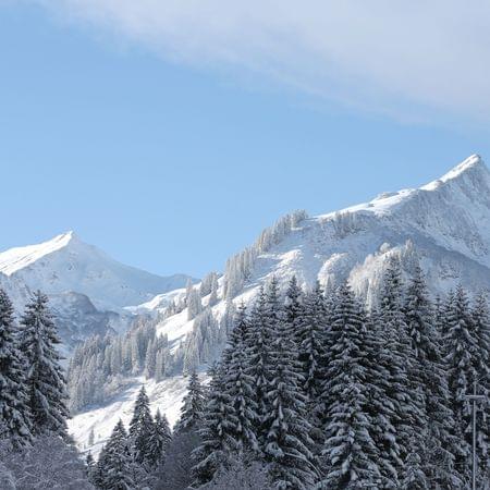 Winterliches Bergpanorama in Hirschegg